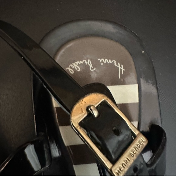 Henri Bendel Jelly Black White And Brown Thong Ankle Strap Designer Sandals 7 - Picture 8 of 11